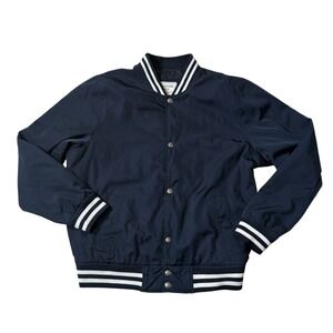 Abercrombie Fitch Navy Blue Bomber Jacket Varsity Stripe Y2K XL Puffer Insulated